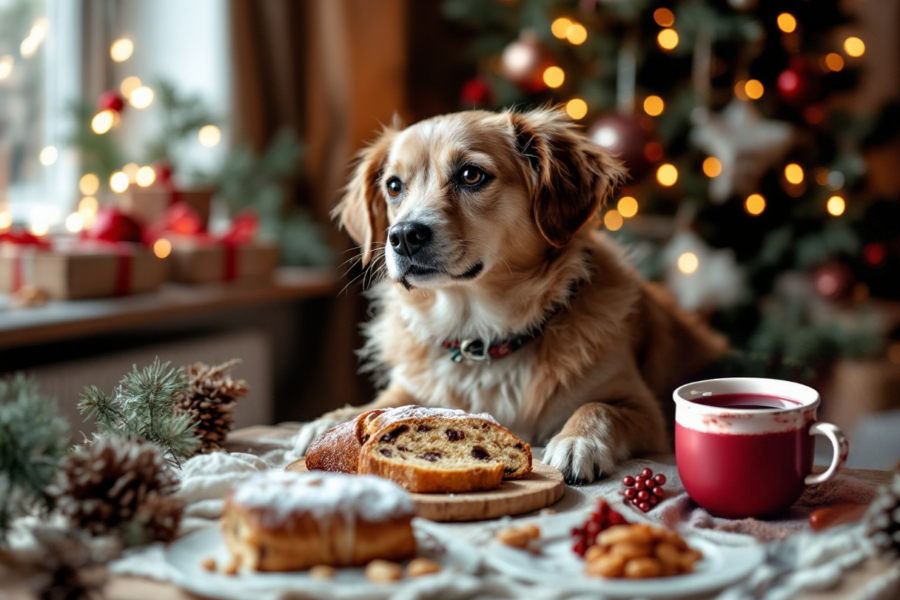 Weihnachtsleckereien wie Stollen Glühwein und Dominosteine sind gefährlich für Hunde