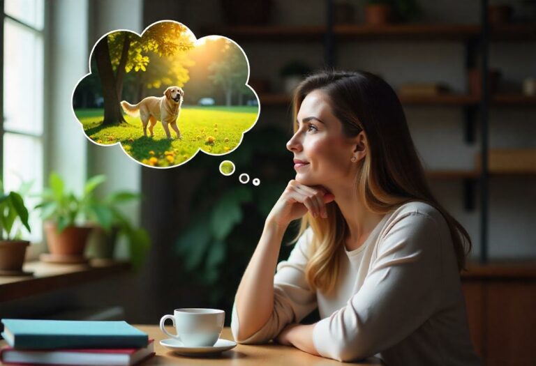 Frau denkt darüber nach, einen Hund anzuschaffen